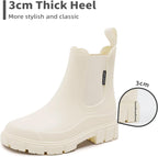 DRECAGE Wellies Boots Women Waterproof Short Chelsea Fashion Ladies Comfortable Rain Boots Outdoors Garden Walking