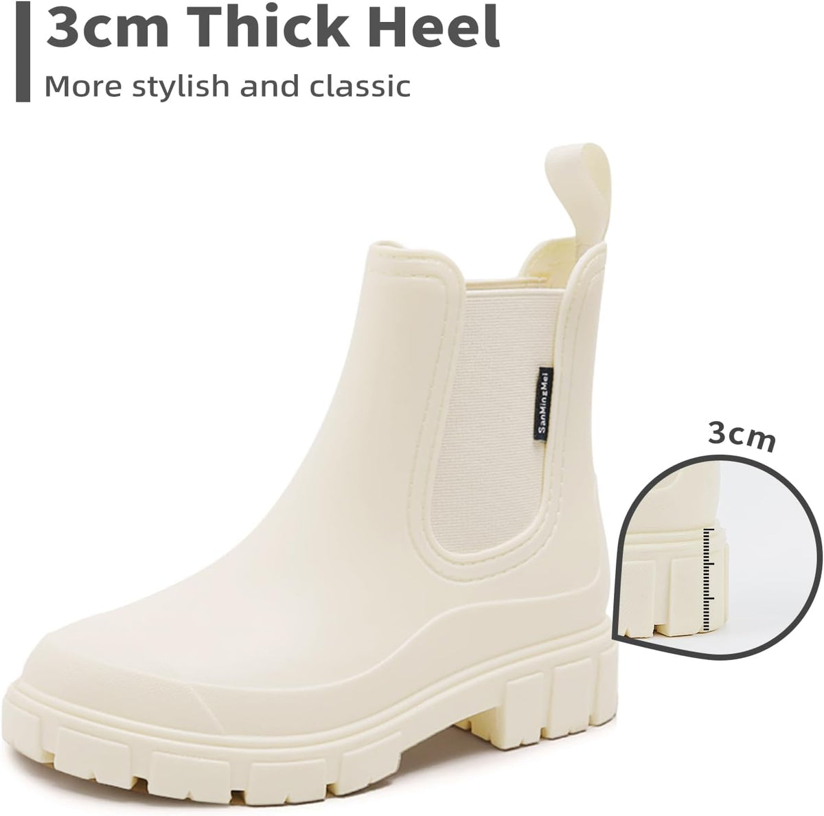 DRECAGE Wellies Boots Women Waterproof Short Chelsea Fashion Ladies Comfortable Rain Boots Outdoors Garden Walking