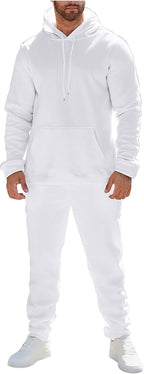 Mens Plain Tracksuit Long Sleeve Hooded Sweatshirt Sweatpants Set Hoodie Joggers Sets 2 Piece Fashion Sweatsuits Activewear Sportswear Men's Clothing UK