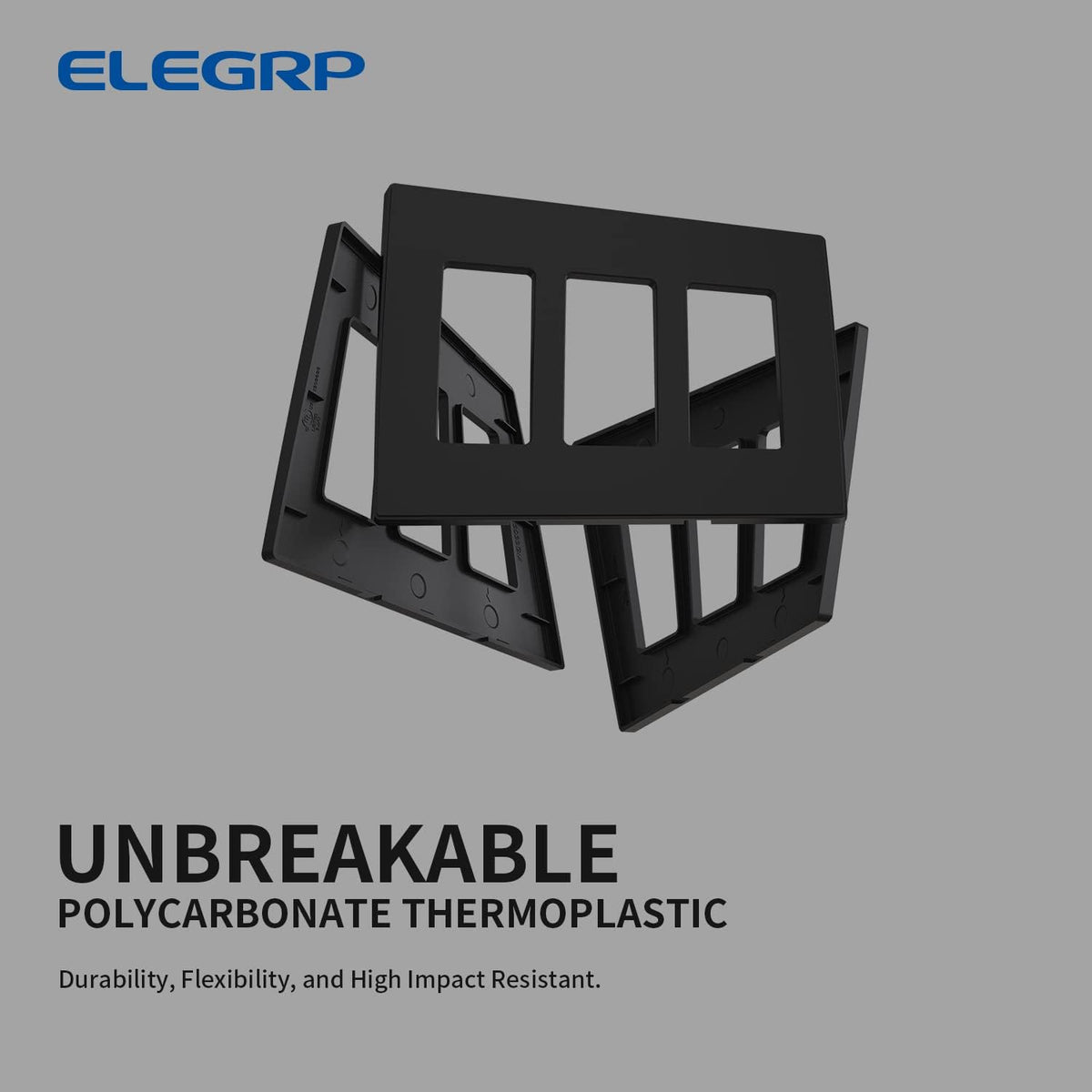 ELEGRP 2-Gang Screwless Decorative Wall Plates, Mid-Size 4.88" height x 4.94" length Unbreakable Thermoplastic Faceplate Cover for Decorator Receptacle Outlet & Switch, UL Listed (5 Pack, Matte White)