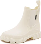 DRECAGE Wellies Boots Women Waterproof Short Chelsea Fashion Ladies Comfortable Rain Boots Outdoors Garden Walking