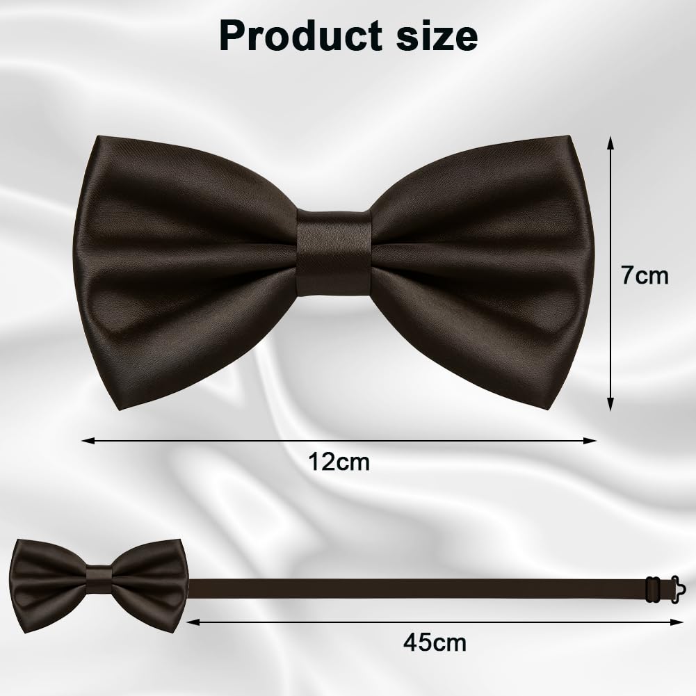 URAQT Men Pre-Tied Solid Satin Bow Tie, Adjustable Formal Bowtie