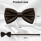 URAQT Men Pre-Tied Solid Satin Bow Tie, Adjustable Formal Bowtie