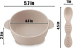 PandaEar 3 Pack Baby Suction Bowls with 3 Spoons, Stay Put Silicone Food Bowl Babies Led Weaning Supplies for Kids Toddlers, BPA-Free (Linen Brown Tan)