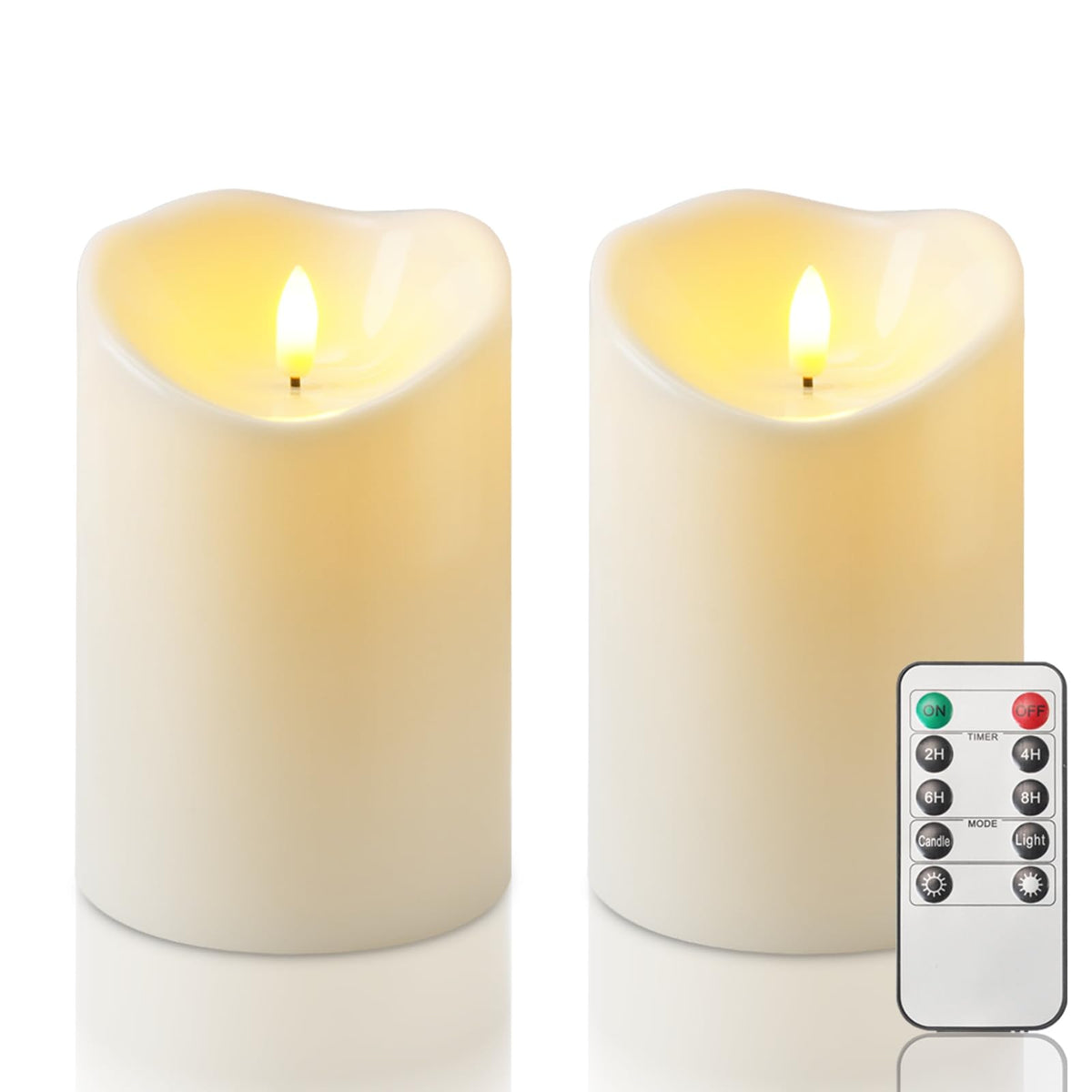 Homemory Orange Drip Real Wax Flameless Candles with Remote Timer, Set of 3