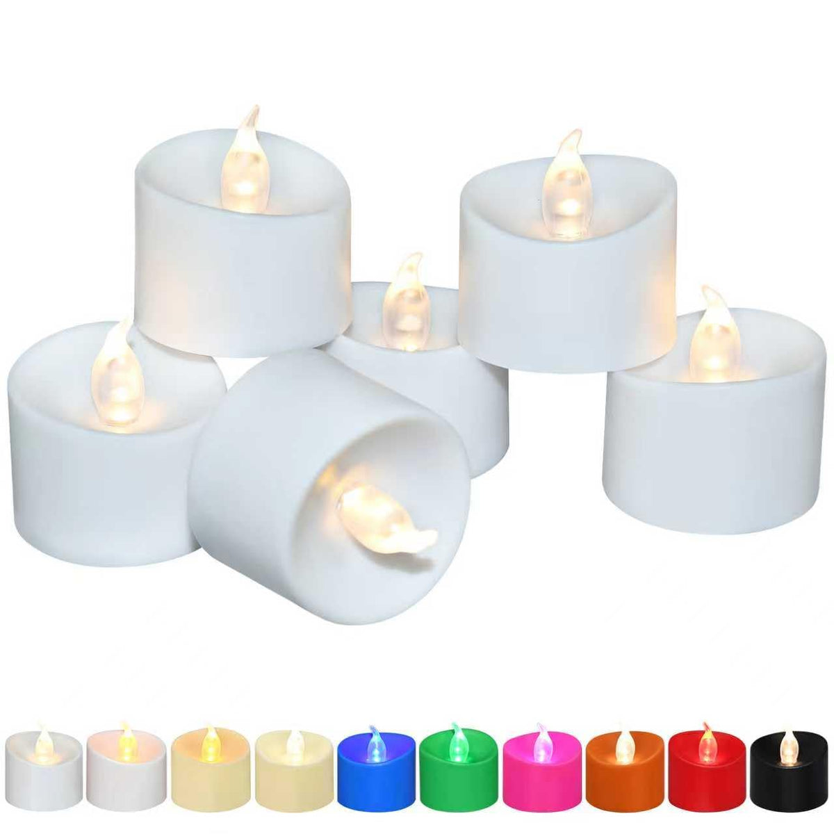 100 Pack Flickering LED Tea Lights, Last 100H+, Warm White Light