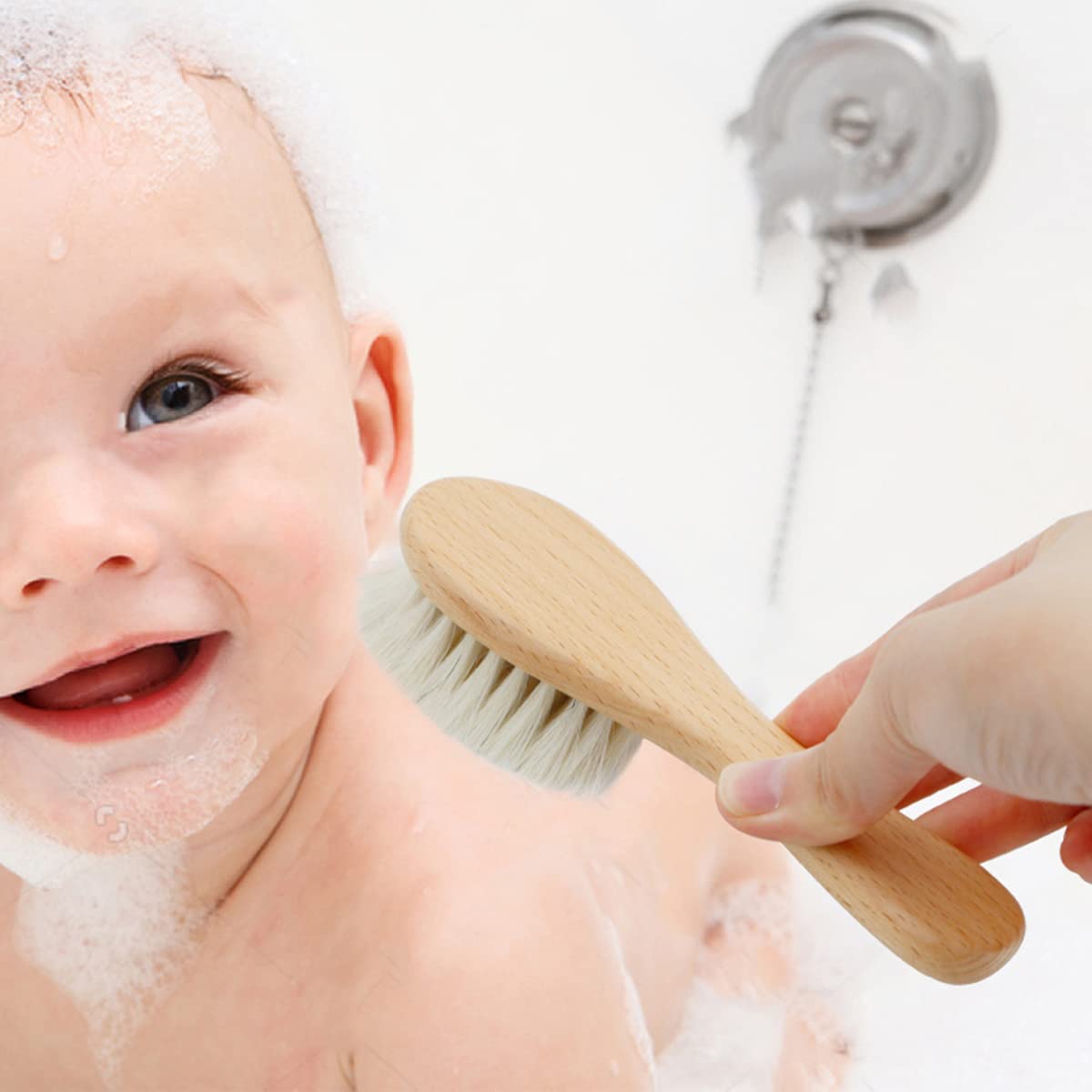 Baby Hair Brush with Wooden Handle and Super Soft Goat Bristles for Newborns, Infant, Toddlers, Kids