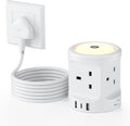 Extension Lead with USB Slots and Night Light, 4 Way (13A/3250W) Multi Plug Extension Cords & 3 USB Ports, Surge Protected Extension Lead with Switches, 2M Extension Cable for Home Dorm Office