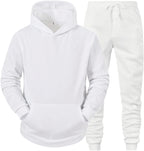 Mens Plain Tracksuit Long Sleeve Hooded Sweatshirt Sweatpants Set Hoodie Joggers Sets 2 Piece Fashion Sweatsuits Activewear Sportswear Men's Clothing UK