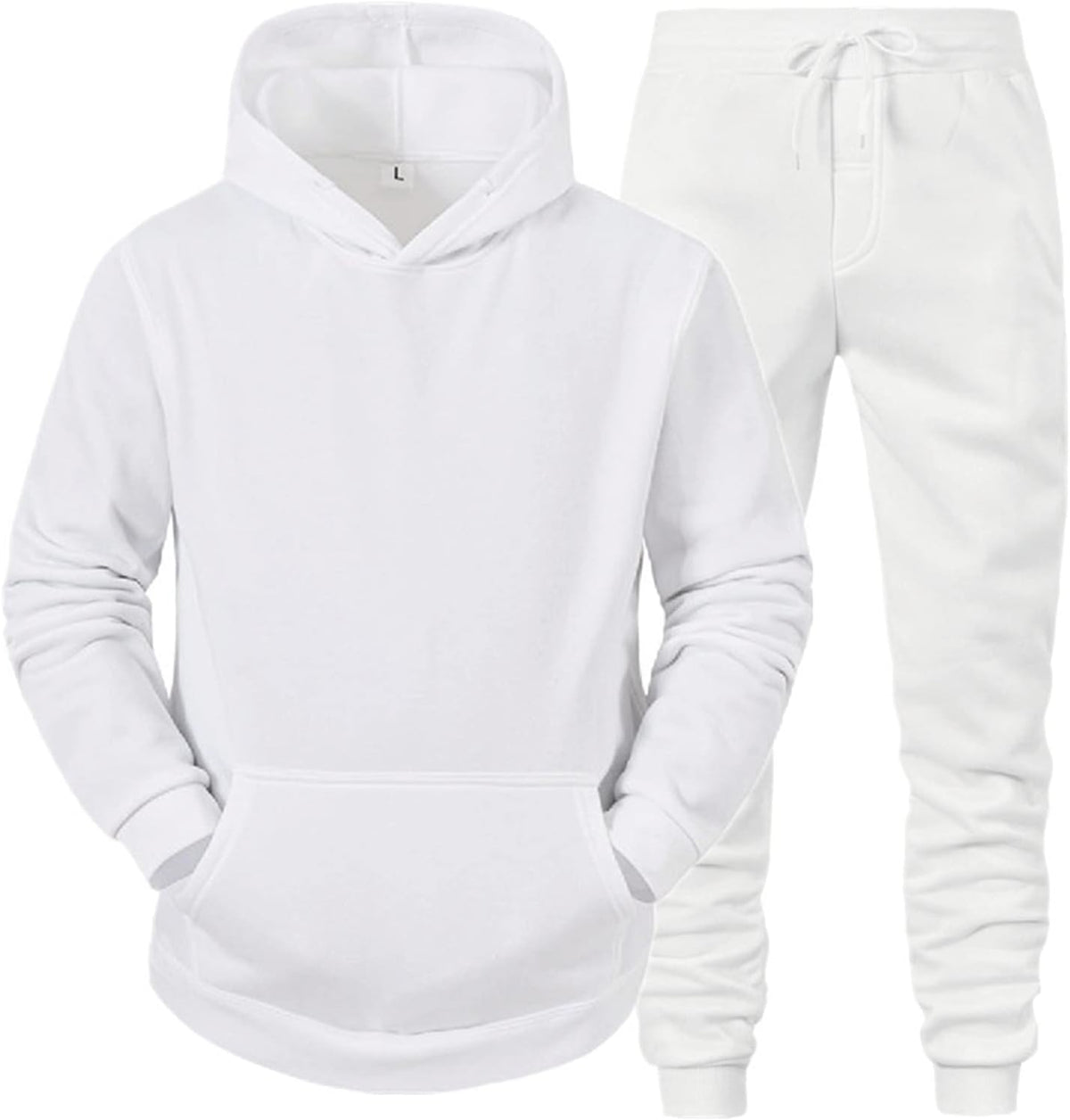 Mens Plain Tracksuit Long Sleeve Hooded Sweatshirt Sweatpants Set Hoodie Joggers Sets 2 Piece Fashion Sweatsuits Activewear Sportswear Men's Clothing UK