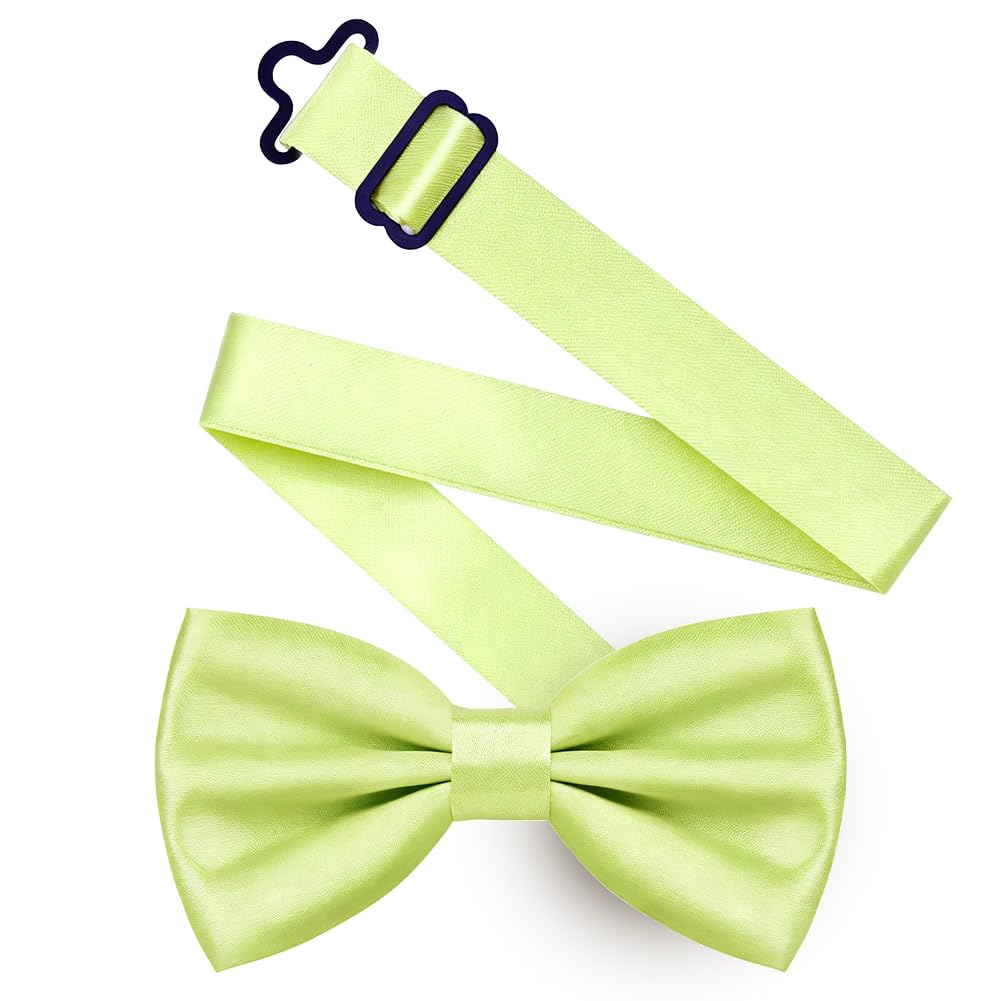 URAQT Men Pre-Tied Solid Satin Bow Tie, Adjustable Formal Bowtie
