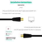 Ancable TV Aerial Cable with Coaxial Adapter 1M White TV Ariel Lead