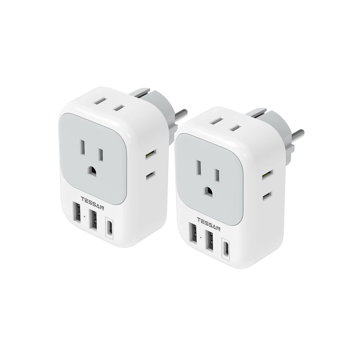 TESSAN European Travel Plug Adapter 2 Pack, Type C Plug