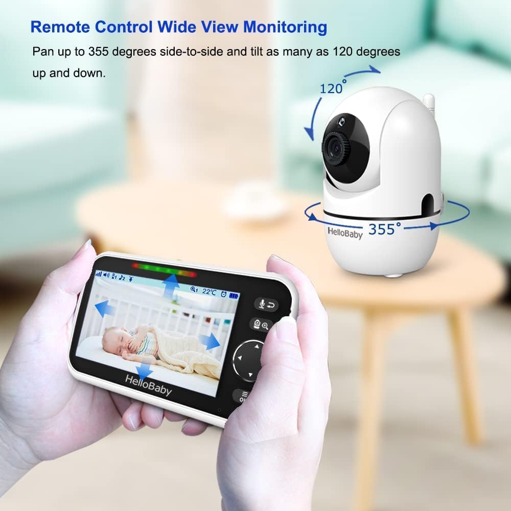 HelloBaby Baby Monitor with Camera and Audio, World First 6" Split Screen