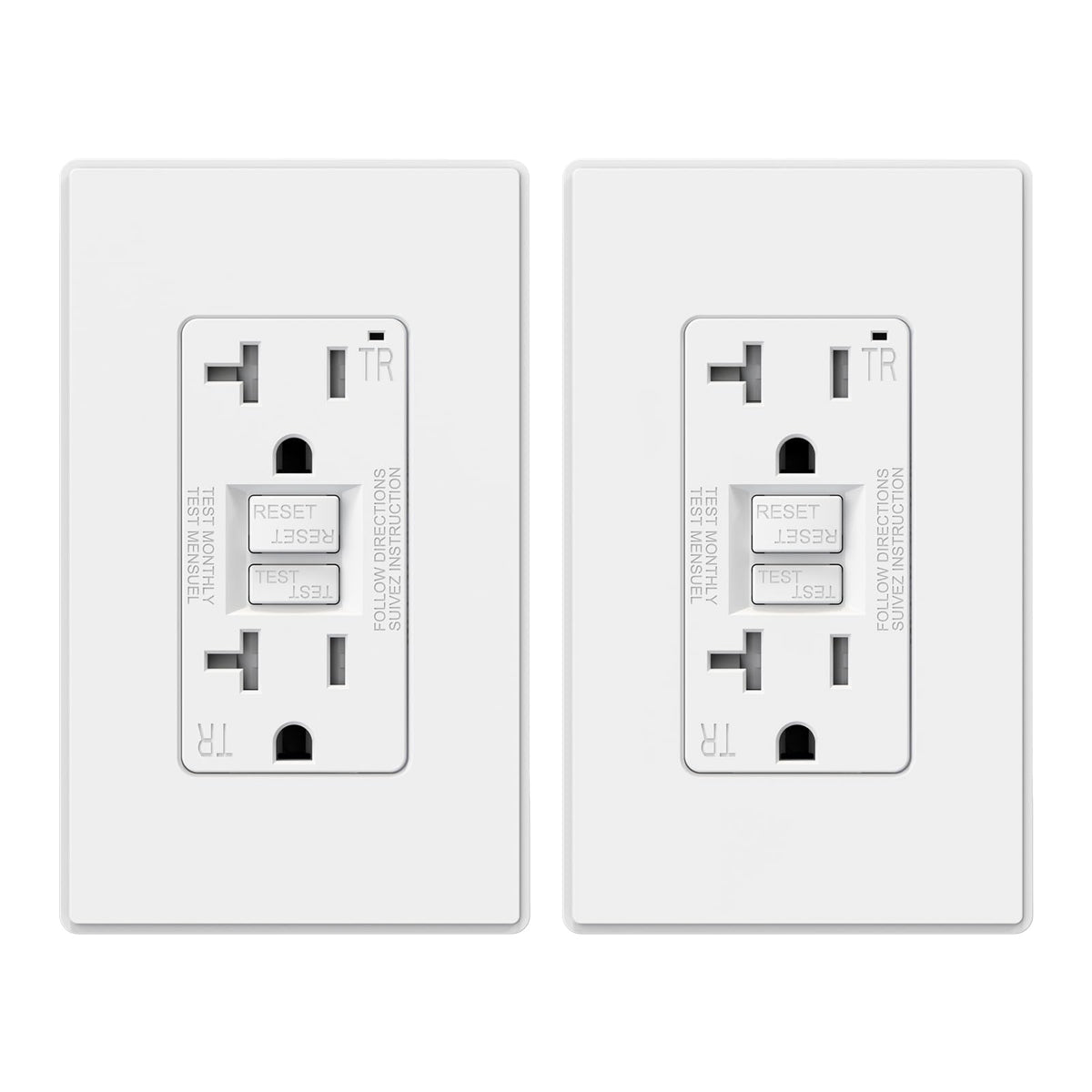 ELEGRP GFCI Outlet 20 Amp, Self-Test GFI Electrical Outlet with Thinner Design, TR Tamper Resistant GFCI Receptacle, Ground Fault Circuit Interrupters with Wall Plate, UL Listed, Light Almond, 1 Pack