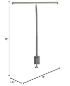 Airlonv LED Desk Lamp with Clamp, 17" Stepless Dimming Light, Black