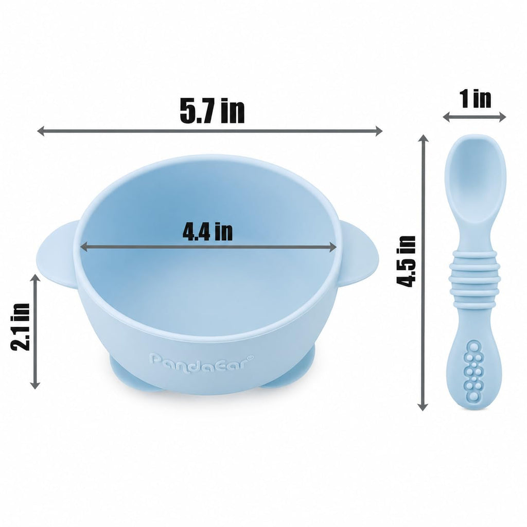 PandaEar 3 Pack Baby Suction Bowls with 3 Spoons, Stay Put Silicone Food Bowl Babies Led Weaning Supplies for Kids Toddlers, BPA-Free (Linen Brown Tan)