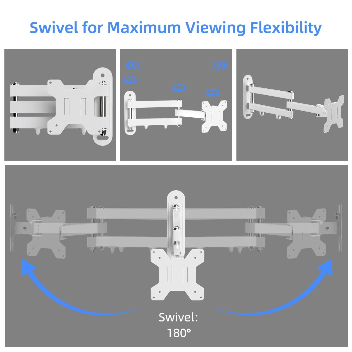 Suptek Full Motion TV Wall Mount Bracket for Most 13-30 inch TVs and Monitors, Flat and Curved TVs up to 28lbs, Tilt Swivel and 16.9 inch Extension, Max VESA 100x100mm, Black, MA2776