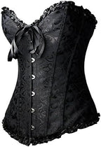 PhilaeEC Women's Plus Size Bridal Lingerie Lace up Satin Boned Corset + G-string