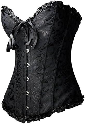 PhilaeEC Women's Plus Size Bridal Lingerie Lace up Satin Boned Corset + G-string