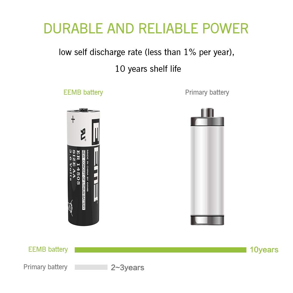 EEMB ER14505 AA 3.6V 2700mAh Lithium Battery Li-SOCL₂ Non-Rechargeable Battery SB-AA11 LS14500 TL-5903 SL-360 ER14500 for Water Electricity Meter Gas PLC Facility Equipment Spare Generic Battery (4)