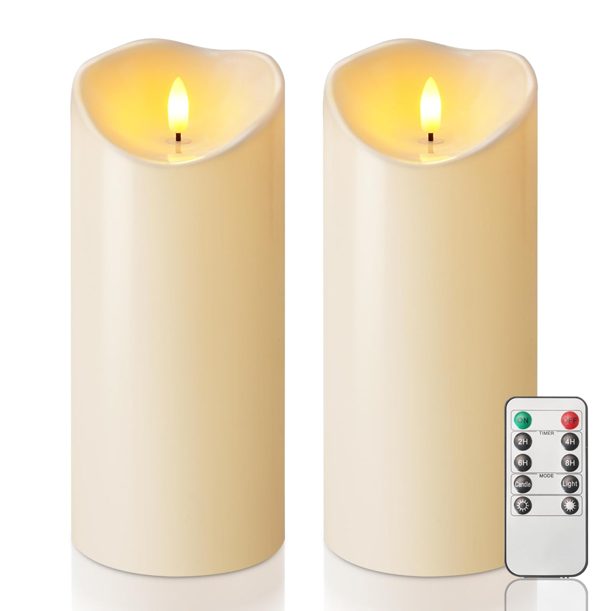 Homemory Orange Drip Real Wax Flameless Candles with Remote Timer, Set of 3