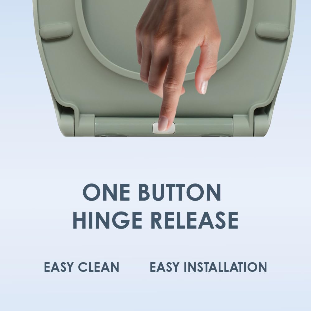 AQUALONA® Premium Thermoplastic Toilet Seat Soft Close Hardwearing Seat with Two Button Hinge Release D Shaped Easy to Clean Simple Installation Top and Bottom Fittings (Blue - D Shape)