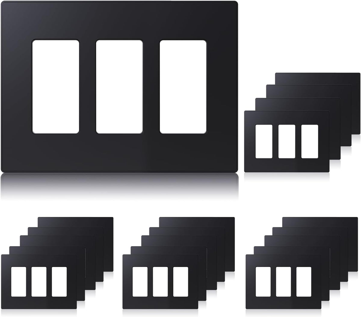 ELEGRP 2-Gang Screwless Decorative Wall Plates, Mid-Size 4.88" height x 4.94" length Unbreakable Thermoplastic Faceplate Cover for Decorator Receptacle Outlet & Switch, UL Listed (5 Pack, Matte White)
