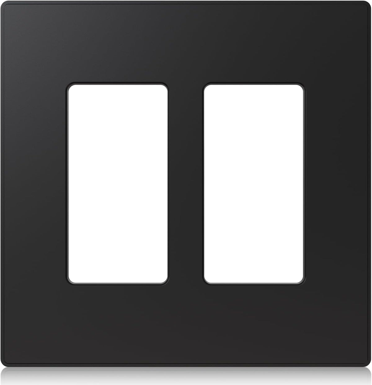ELEGRP 2-Gang Screwless Decorative Wall Plates, Mid-Size 4.88" height x 4.94" length Unbreakable Thermoplastic Faceplate Cover for Decorator Receptacle Outlet & Switch, UL Listed (5 Pack, Matte White)