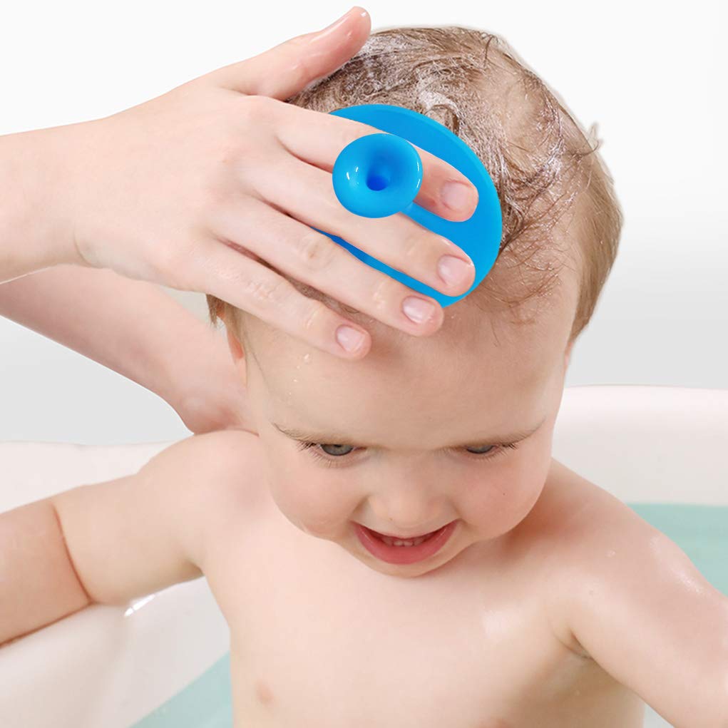 Baby Bath Brush, Baby Cradle Cap Brush, Silicone Massage Brush, Silicone Scrubbers Exfoliator Brush, Baby Skin Scrubbers Essential for Dry Skin, Cradle Cap and Eczema 2 Pack (Small-Blue&Green)