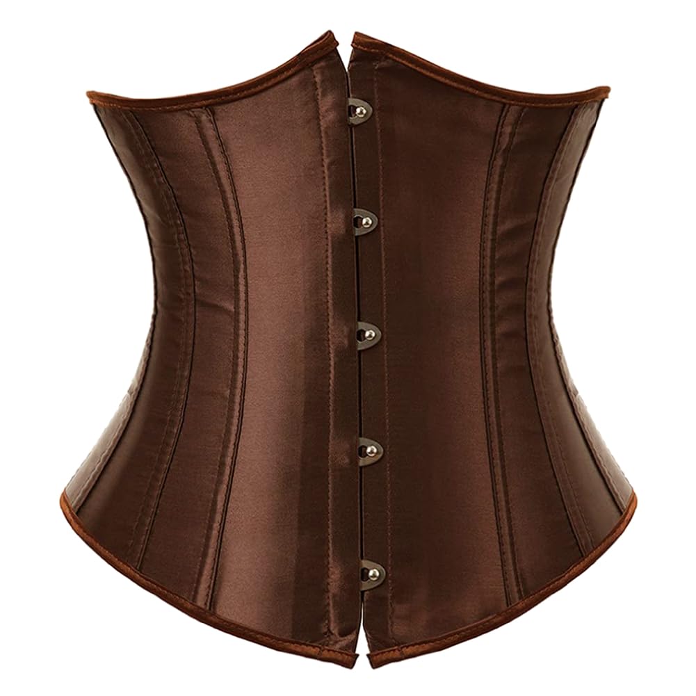 Kelvry Women's Satin Waist Cincher Lace up Boned Bustier Underbust Corset