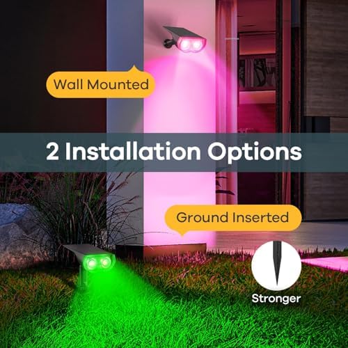 Linkind Halloween Solar Lights Outdoor Spotlight Waterproof RGB 2 Pack