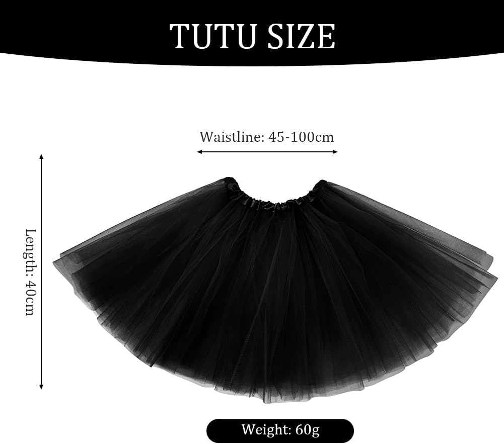 Tutu Skirts for Women, Elastic 3 Layered Tulle Tutus Skirt for Adult Dance Ballet Skirts for Dress-up Parties Dancing