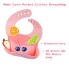 Vicloon Silicone Baby Bib, Baby Weaning Bibs, Waterproof Baby Feeding Bibs Adjustable with Wide Food Catcher Pocket Unisex Toddler Bibs