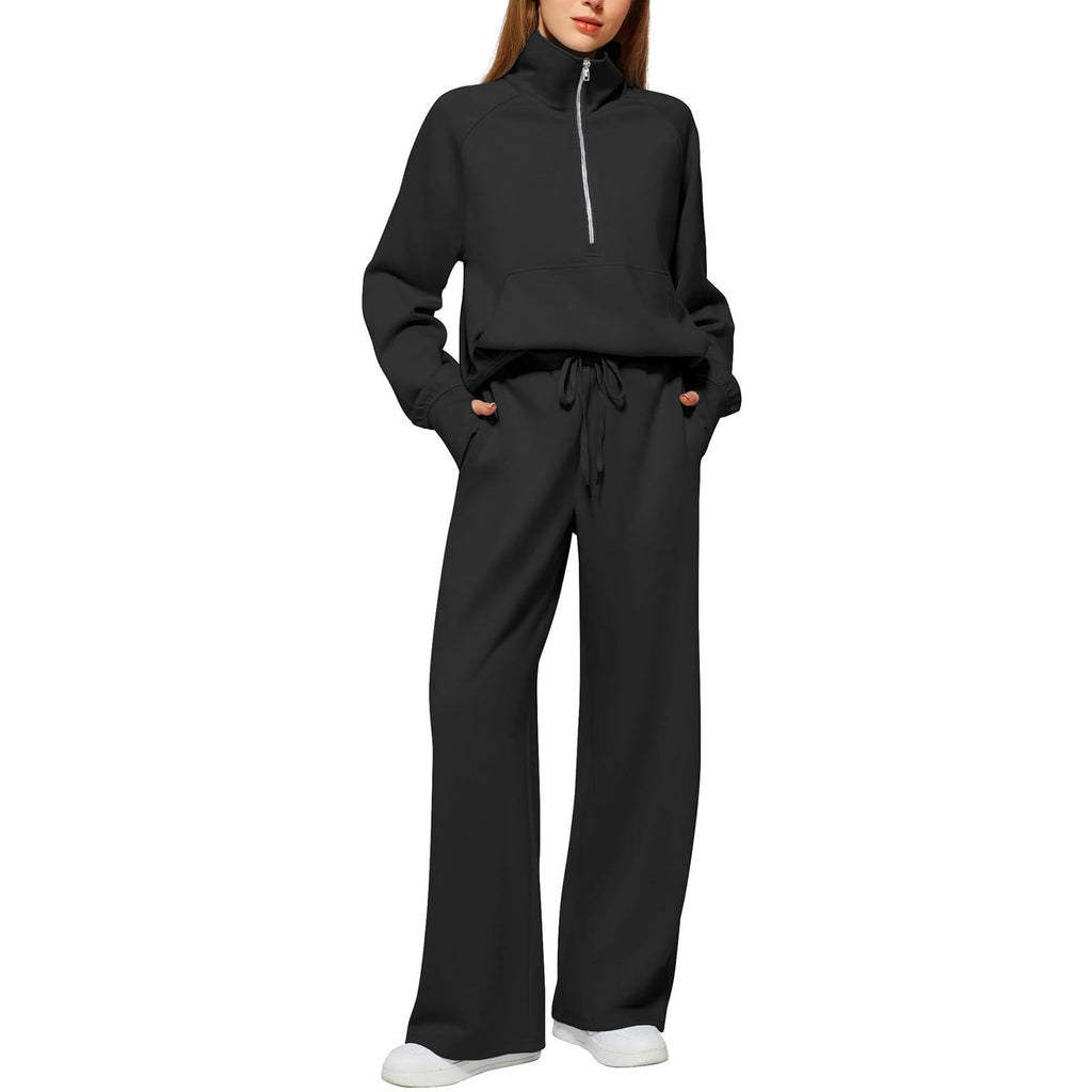 Lounge Wear Sets For Women Uk Women'S Fashion Tracksuit Full Set Comfort Long Sleeve Activewear Fall Outfits Gym Set 2 Piece Ladies Sweatshirts Sweatpants Zip Coat Tops Trousers Sets Clothing