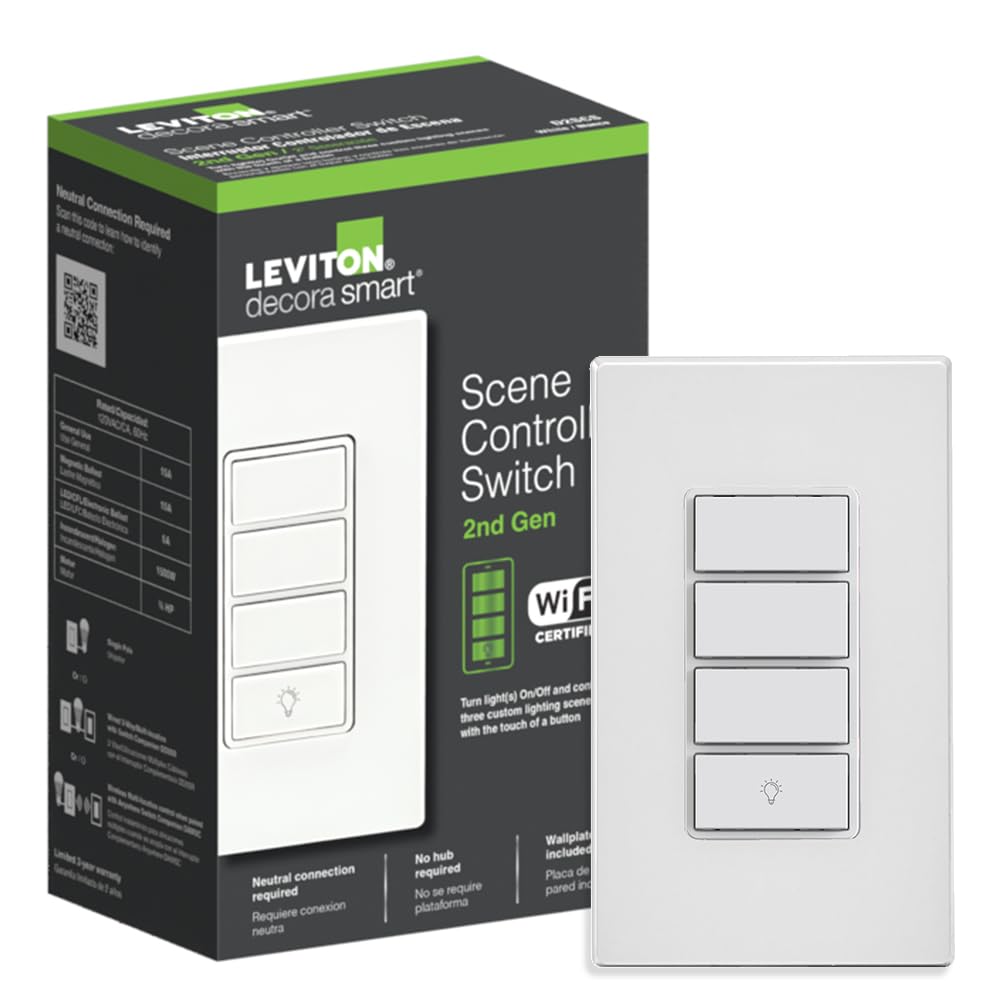 Leviton Decora Smart Switch, Wi-Fi, D315S-1RW, White
