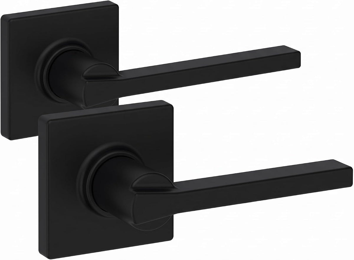 Kwikset Casey Privacy Door Lever with Lock, Matte Black