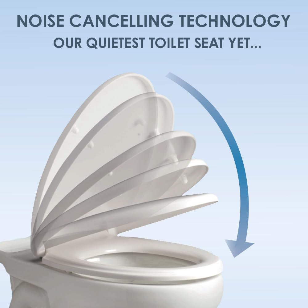 AQUALONA® Premium Thermoplastic Toilet Seat Soft Close Hardwearing Seat with Two Button Hinge Release D Shaped Easy to Clean Simple Installation Top and Bottom Fittings (Blue - D Shape)
