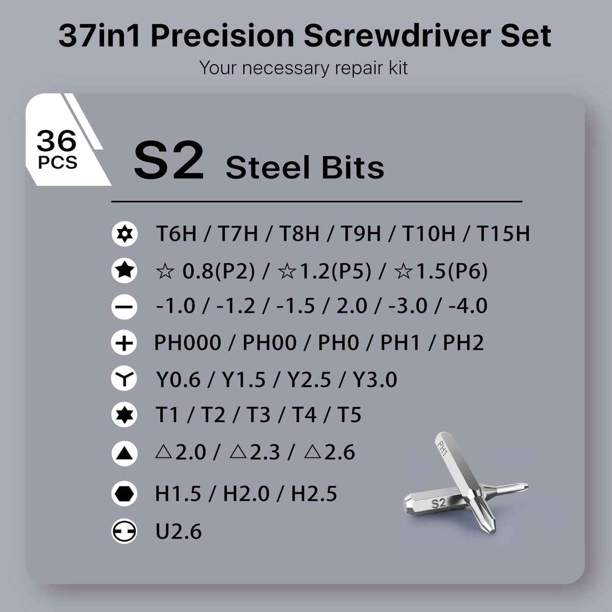 AXTH 25-in-1 Small Precision Screwdriver Set, Professional Magnetic Mini Repair Tool Kit for Phone, Computer, Watch, Laptop, Macbook, Ring Doorbell, Eyeglass, Electronic, [Bearing Steel] Screw Driver