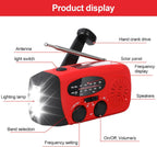 2000mAh Wind Up Solar Hand Crank Emergency Radio | AM/FM Weather Band Radio with LED Torch, SOS Alert & USB Phone Charger for Outdoor Camping Hiking (Red)