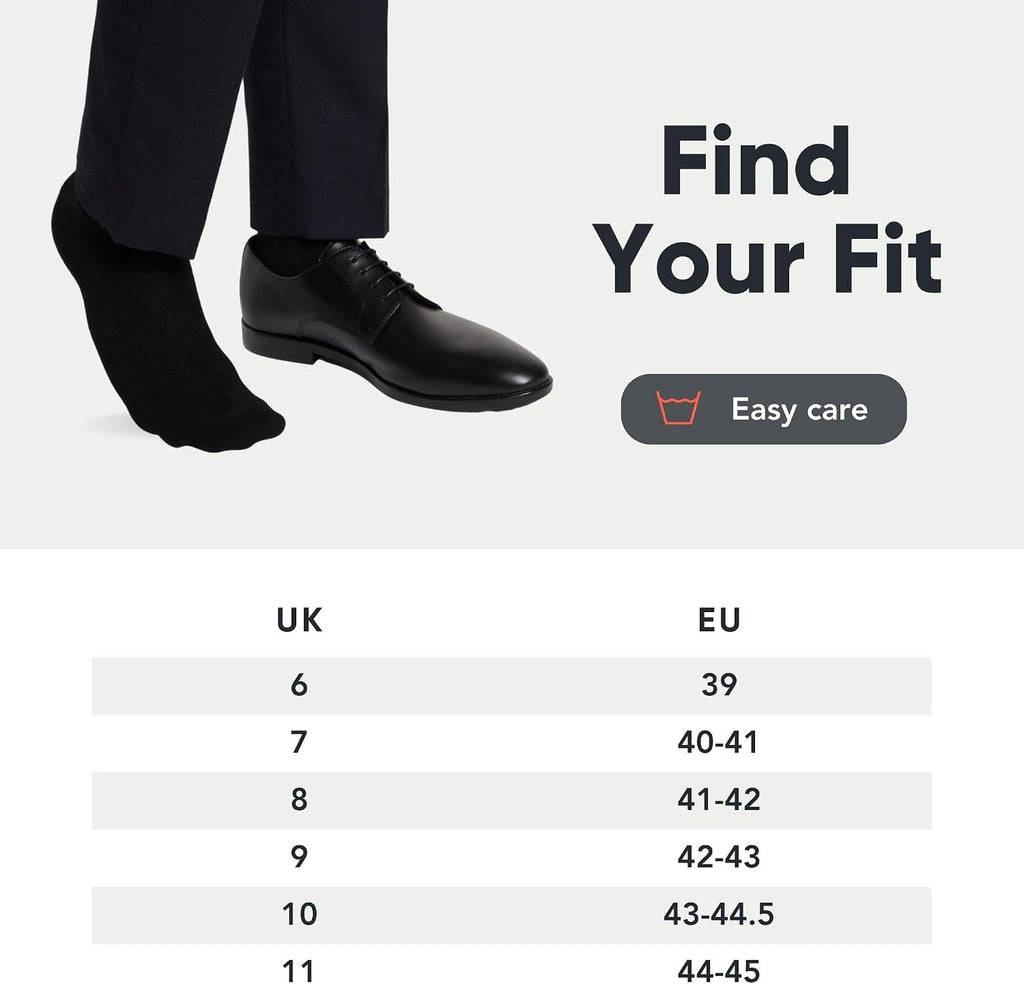 FM London 10-Pack Plain Mens Socks, Soft Cotton Rich Dress Socks Mens 6-11