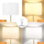 Ambimall Floor Lamp for Living Room with Smart Light Bulb, RGB + Stepless Dimmable Colors Temperature & Brightness(White Shade & Black Pole)