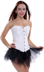 PhilaeEC Women's Plus Size Bridal Lingerie Lace up Satin Boned Corset + G-string