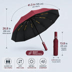 24K Strongest Windproof Travel Compact Umbrella Sturdy Frame Automatic Umbrella for Women & Men