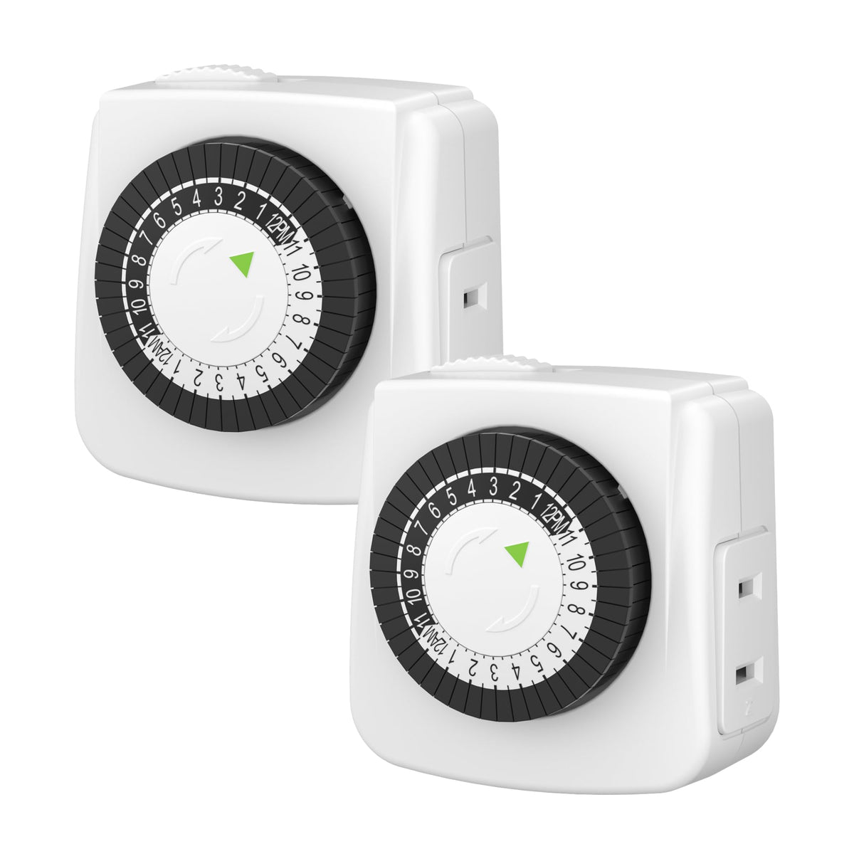 BN-LINK U47 Indoor Mini 24-Hour Mechanical Outlet Timer, 3-Prong, 2-Pack