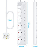 PIBEEX Extension Lead 2 Way Plug Sockets with Individual Switches Wall Mountable Power Strip 3M Extension Cable 13A Fused UK Plug 3250W