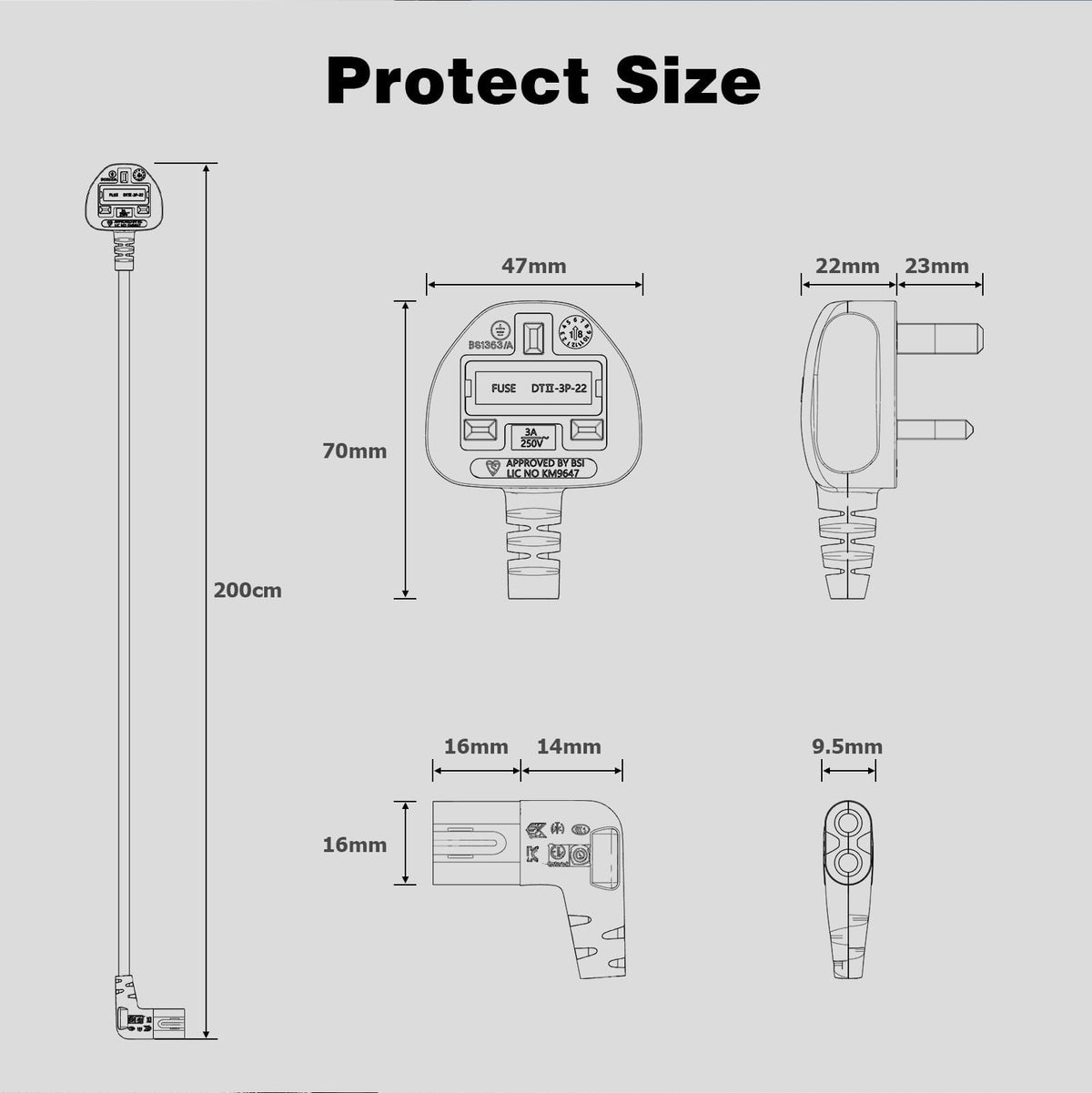 Power Cable Compatible with Samsumg TV 3M, Mellbree Quality Safe Right Angle Suitable for Awkward Space Figure 8 Power Cable Compatible with Samsung, LG, Panasonic TV Black