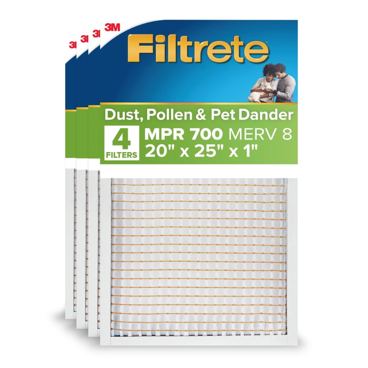 Filtrete 16x25x1 Air Filter, MERV 8, MPR 700, 4 HVAC Filters