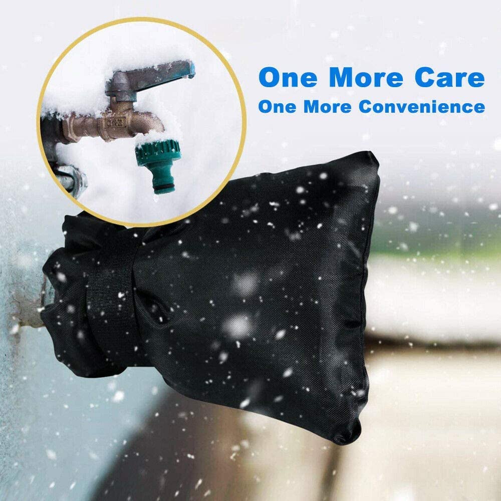 2Pack Outdoor Faucet Covers for Winter,8.5"x6.7"x2" Pro Spigot Cover Freeze Protection,Outdoor Water Socks with Reflective Strips for Winter Spigot Cover Pipe Insulation Reusable Waterproof,Black