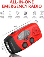 2000mAh Wind Up Solar Radio, Emergency Weather Radio,FM/AM Hand Crank Radio